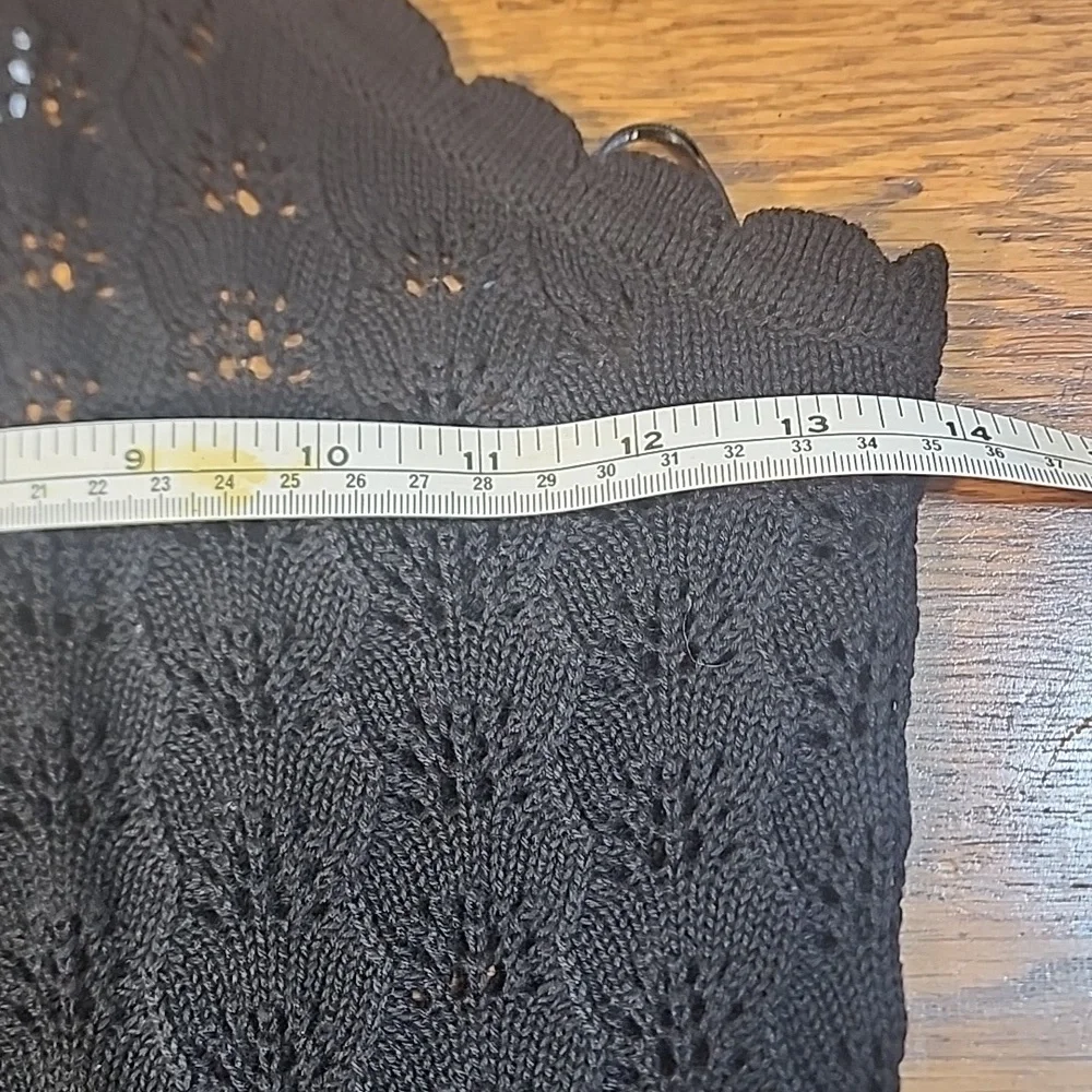 Forever 21 Black Knit Crochet Body Con Midi Dress NWT Medium - Picture 6 of 7